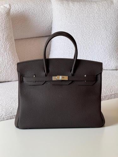 Hermès Birkin 35 Dark Brown , Silver Hardware