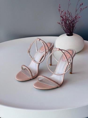Rene Caovilla Pink Crystal Ankle Strap Sandals