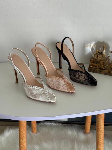 Andrea Wazen Lace Crystal Heel