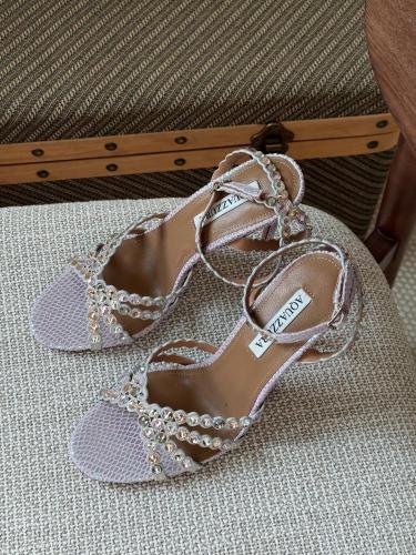 Aquazzura Crystal Embellished Ankle Strap Heels –...