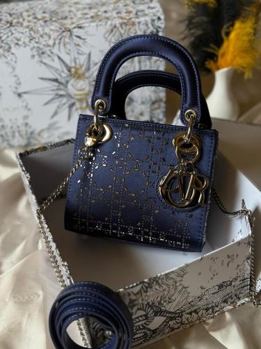 Lady Dior - Navy Blue Satin Laser