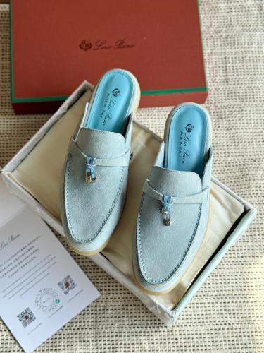 Loro Piana Suede Mules – Light Blue