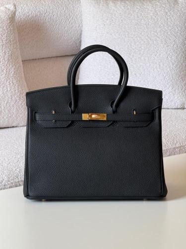Hermès Birkin 35 Black , Gold Hardware