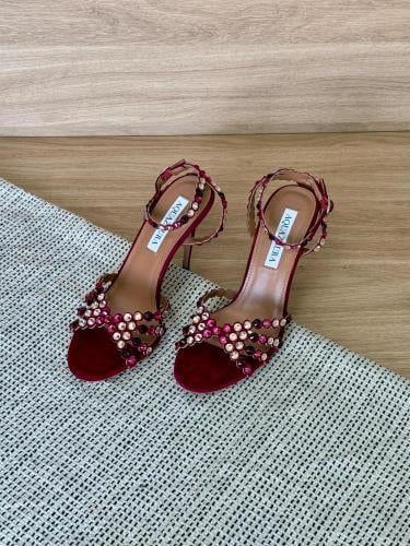 Aquazzura Crystal Embellished Velvet Heels