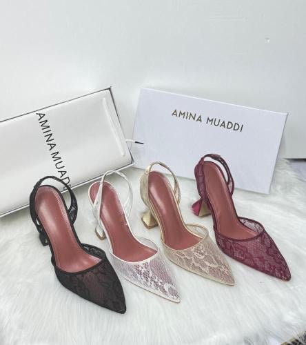 AMINA MUADDI Lace Slingback Heels