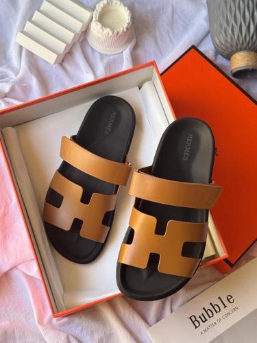Hermès Chypre Sandals Tan Leather