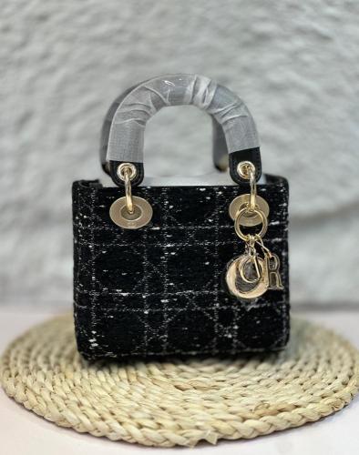 Lady Dior Mini Bag Black Tweed