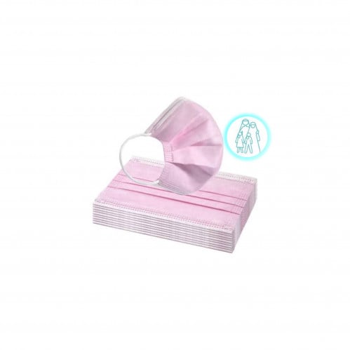 كمامة طبية 3 طبقات اللون وردي