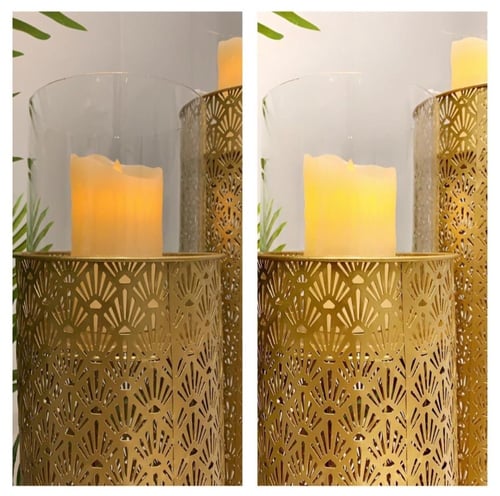 طقم من الشمعدان المعدني المنقوش وذو دورين ،،