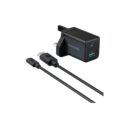 Wall charger with Type C port 20W and smart USB port with Type C cable - iPhone 1 meter from RAVPower
