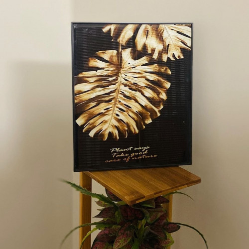 لوحة ريشة زجاجية باطار خشبي