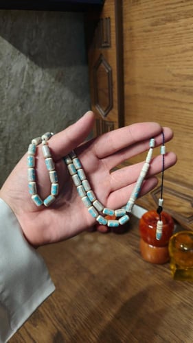 عاج مطعم فضة وفيروز