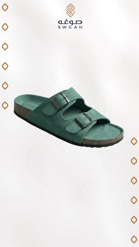 حذاء جلد شمواه زيتي