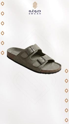 حذاء جلد شمواه رمادي