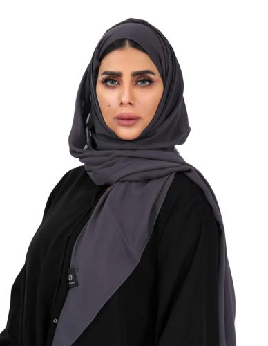 طرحة خام شيفون لون رمادي داكن