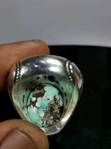 خاتم الفضة بحجر فيروز نيشابوري ايراني بصياغة إيران...