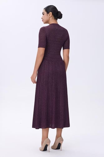 فستان موف استرتش بأزرار أمامية