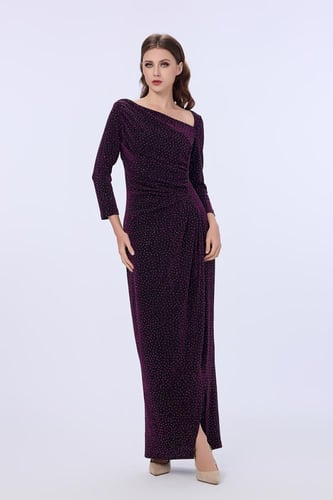 فستان مخمل بنفسجي