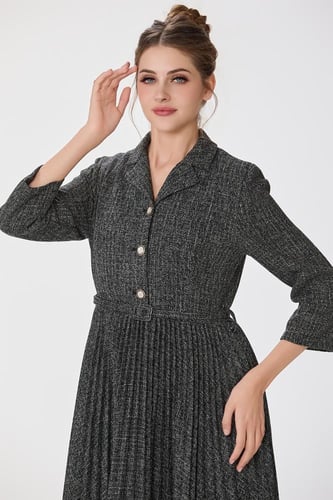 فستان صوف رمادي