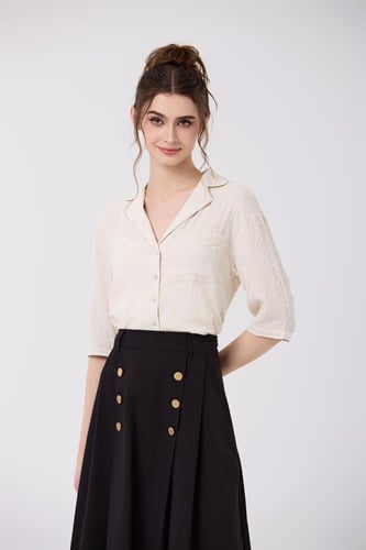 بلوزة كتان ببج