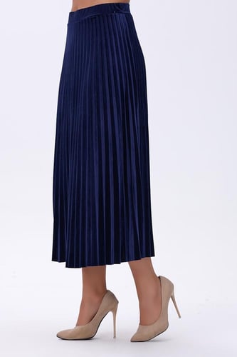 تنورة مخمل بليسيه بلون ازرق ملكي