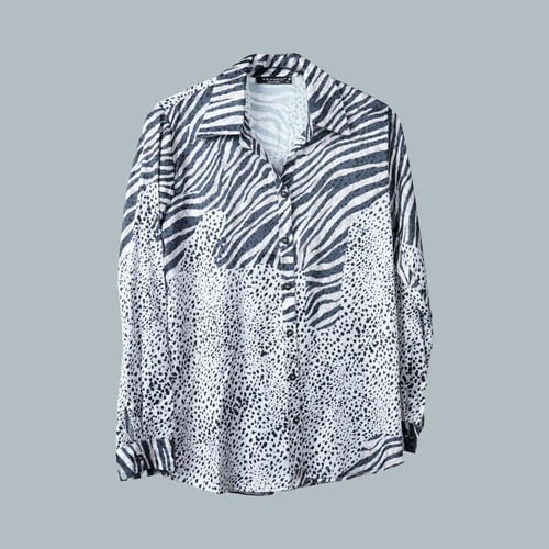 بلوزة ستان بنقشة النّمري