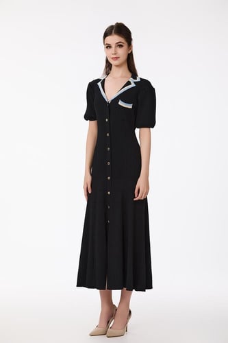 فستان صوف ناعم بحياكة بارزة