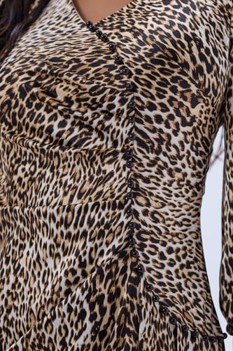 فستان ستان نقشة الفهد