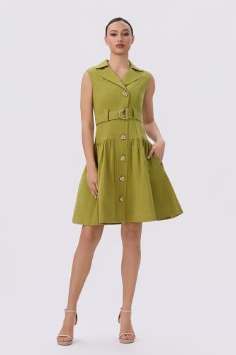 فستان قصه الجاكيت قصير باللون الأخضر الكيوي