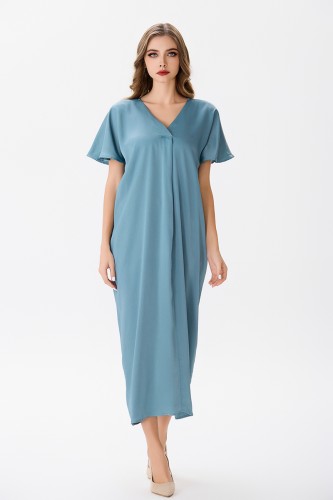 جلابية ستان ازرق بترولي