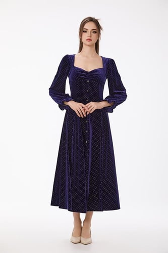 فستان مخمل بنفسجي