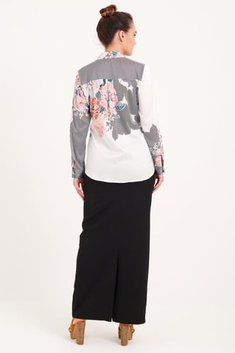 بلوزة ساتين بتقليمات