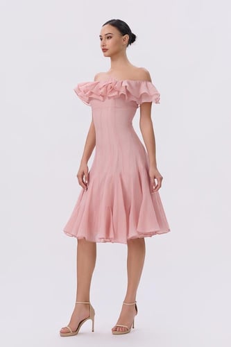 فستان زهري ميدي