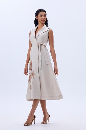 فستان كتان بيج