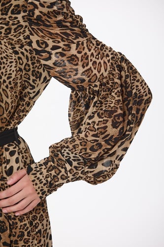 فستان شيفون نقشة الفهد