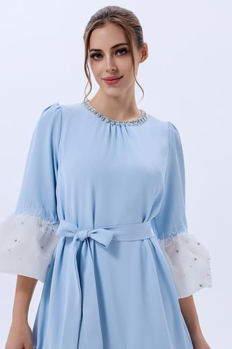 فستان سماوي كريب اورغنزا