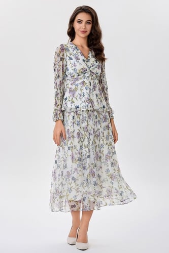 بلوزة تول بليسية بنقشة الزهور