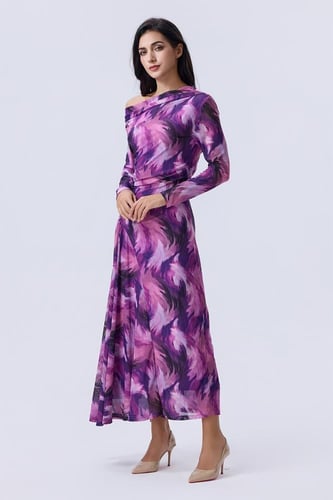 فستان فوشي مطبوع