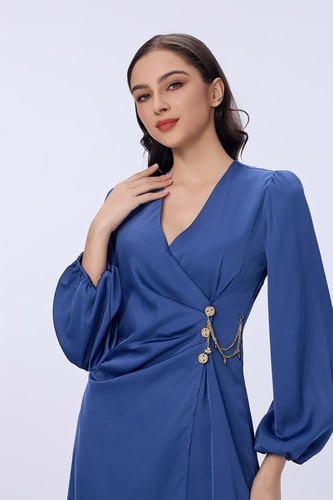 فستان ستان كحلي