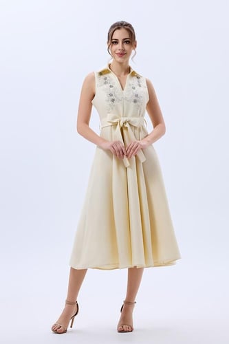 فستان كريب مع تطريز