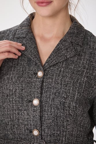 فستان صوف رمادي