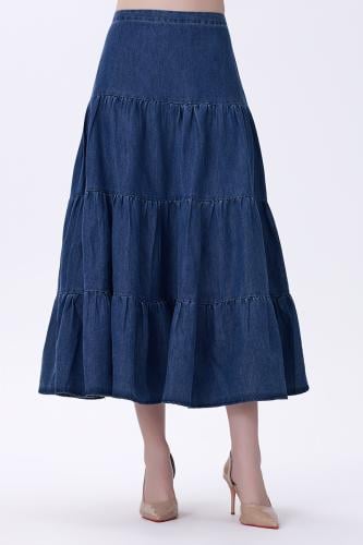 تنورة جينز بطبقات واسعة