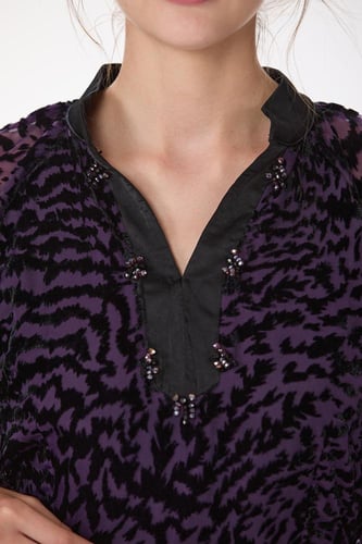 فستان طبع مخمل بطبقات