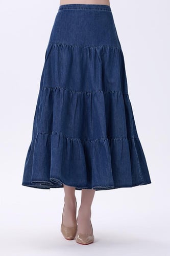 تنورة جينز بطبقات واسعة