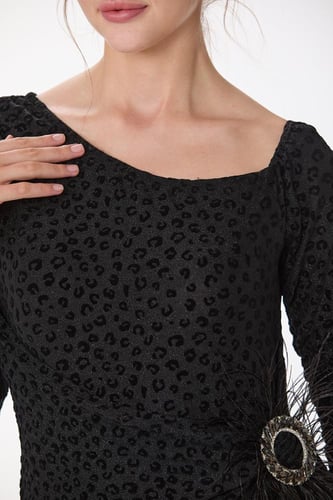 فستان طبع مخمل بنقشة الفهد