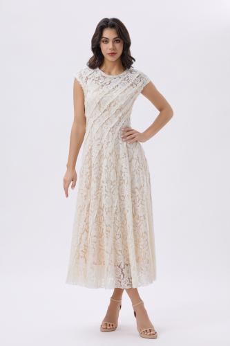 فستان دانتيل أوف وايت ميدي | Prando