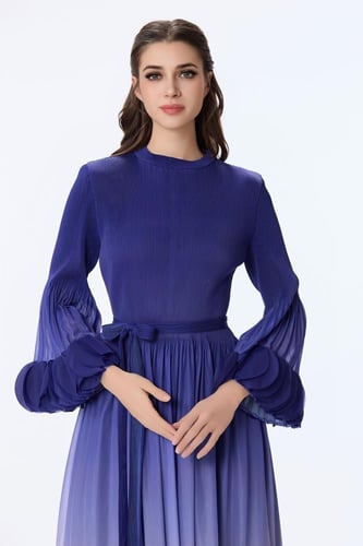 فستان شيفون مع هدب