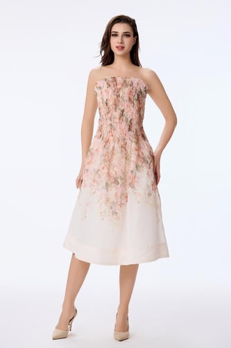 فستان اورغنزا بنقشة الورد