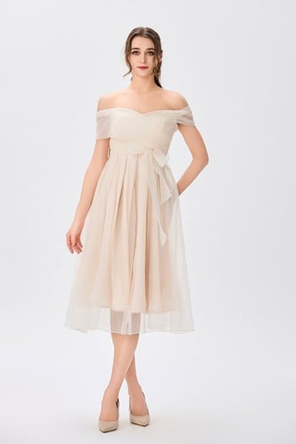 فستان اورغنزا حرير بيج