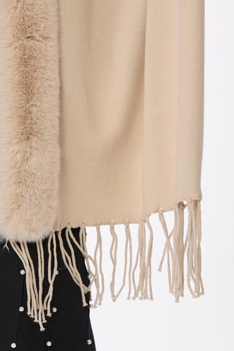 شال صوف مع فرو